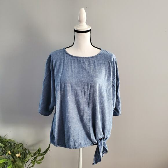 Time & Tru Short Sleeve Linen Cotton Blend Top Bundle M - Picture 2 of 14